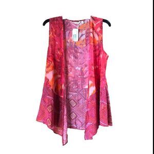 NWT Soft Surroundings Open Geometric Sheer Chiffon Betania Vest - XS